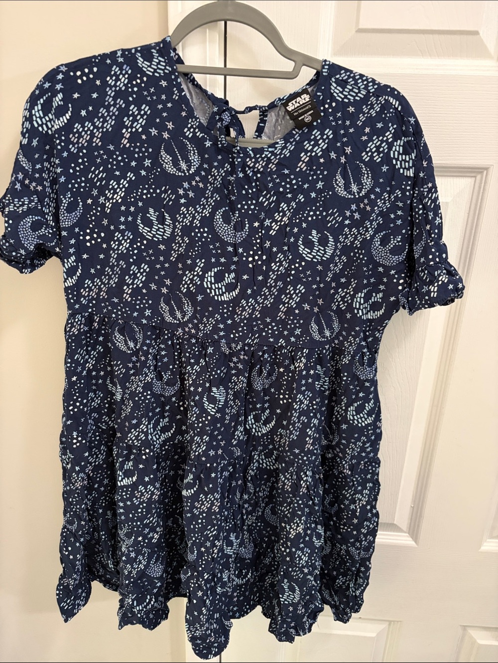 Star Wars Navy Blue Short Sleeve Tiered Tunic with Light Blue Motif